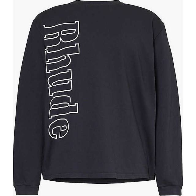 Rhude Mens Vtg Black Brand-print Crew-neck Regular-fit Cotton-jersey T-shirt Xl