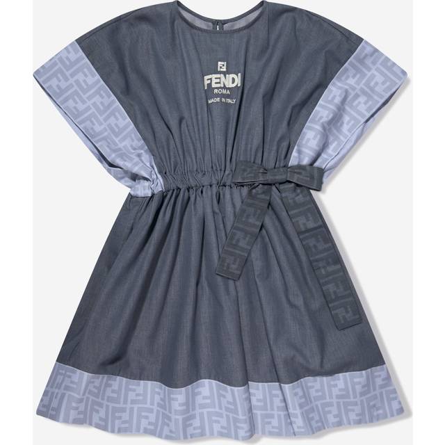 Fendi, Dresses, female, Blue, 6 Y, Chambray FF Logo Dress