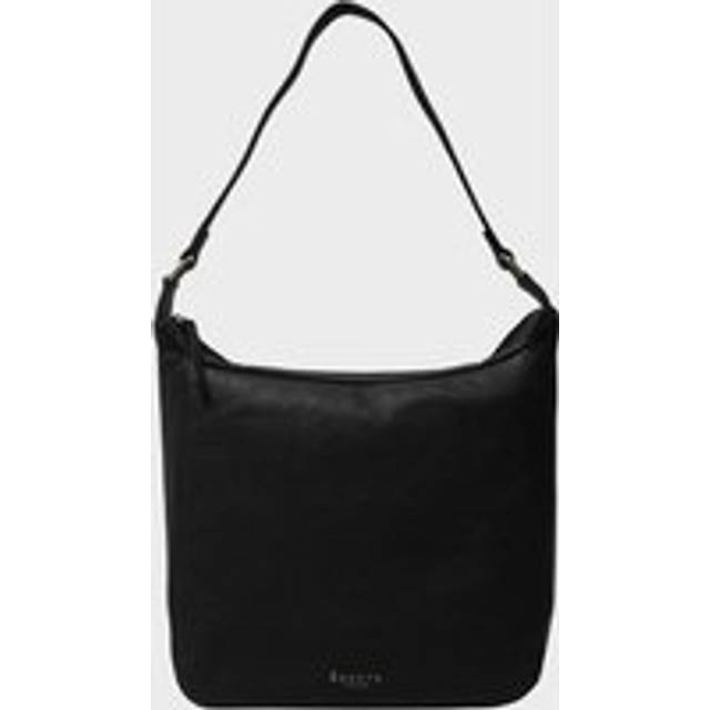 'BIANCA' Pebble Grain Leather Slouchy Hobo Bag - Black - One Size