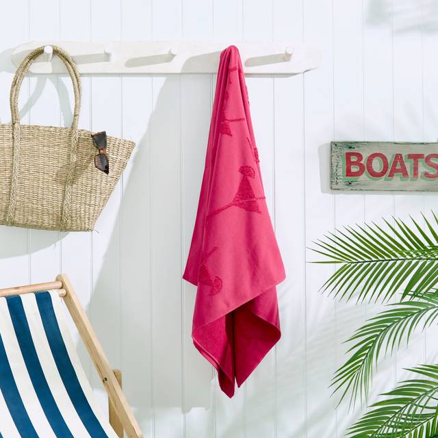 Cocktail Tufted Cotton Beach Towel - Pink