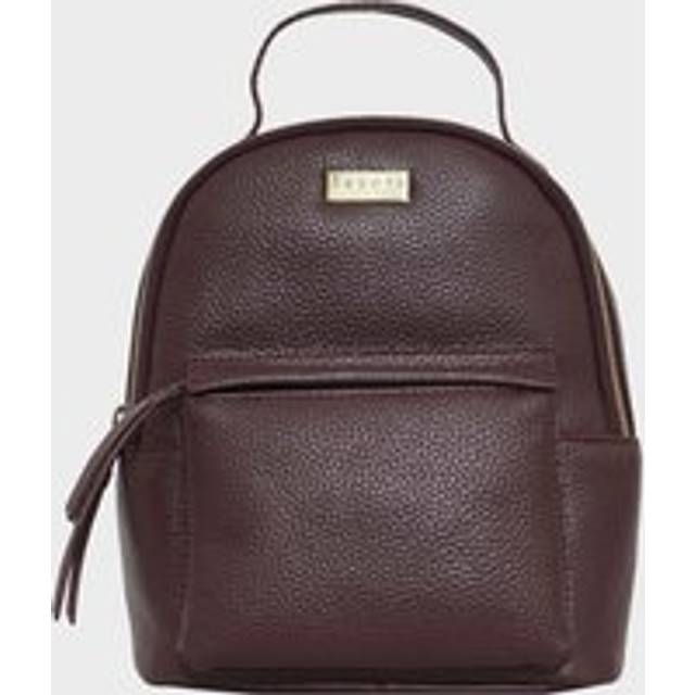Betty' Zip Top Mini Pebble Grain Leather Backpack - Burgundy - One Size