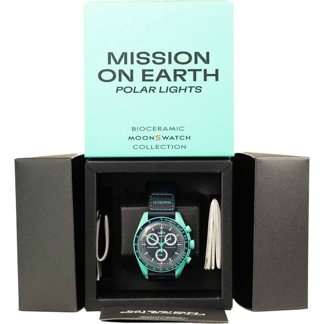 Swatch Moonswatch Omega x Mission to Earth Polar Lights in bioceramic armbandsur, Grön, rem