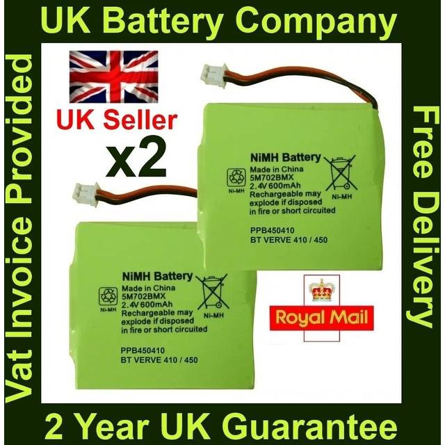 4 x bt verve 450/410 quad cordless phone batteries gp 5m702bmxz nimh 2.4v 600mah