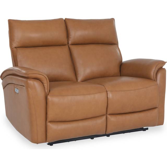 Enys Real Leather Reclining 2 Seater Sofa for Living Room | Grey / Tan