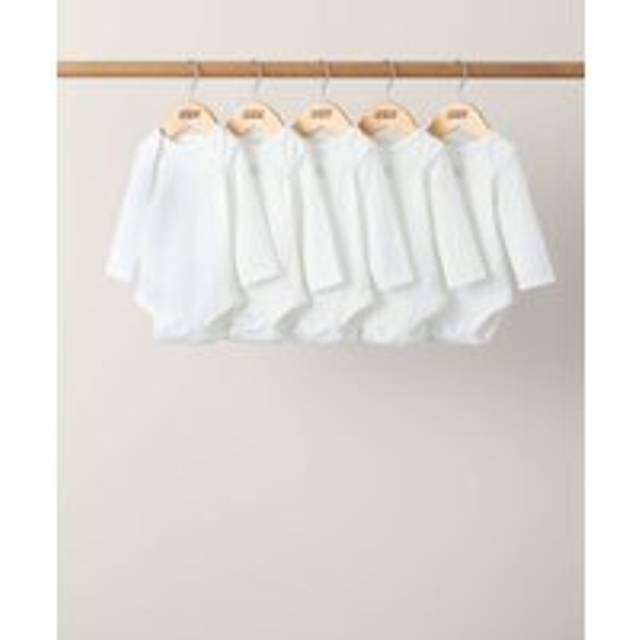 Organic Longsleeved Bodysuits (5 Pack) - White - WHITE - Tiny Baby