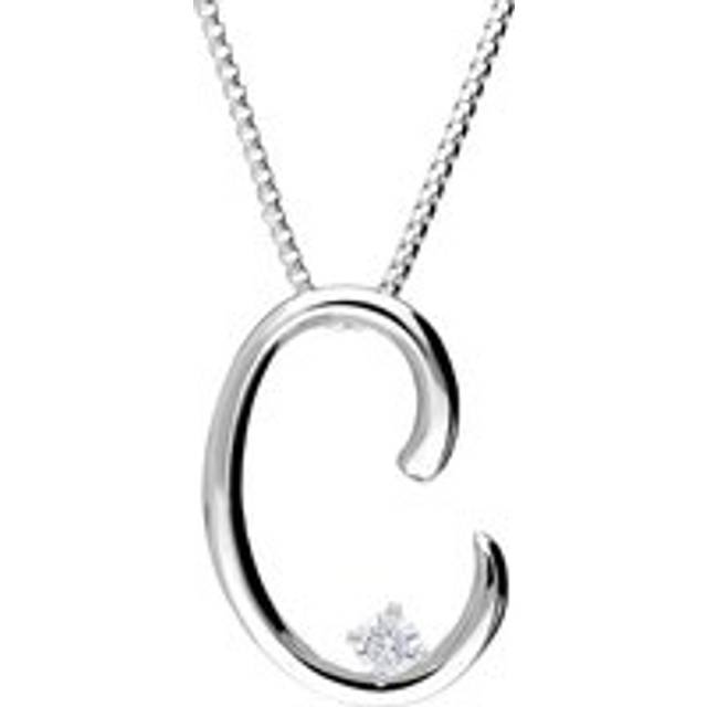 Love Letters 9ct White Gold 0.10ct Diamond Initial C Necklace