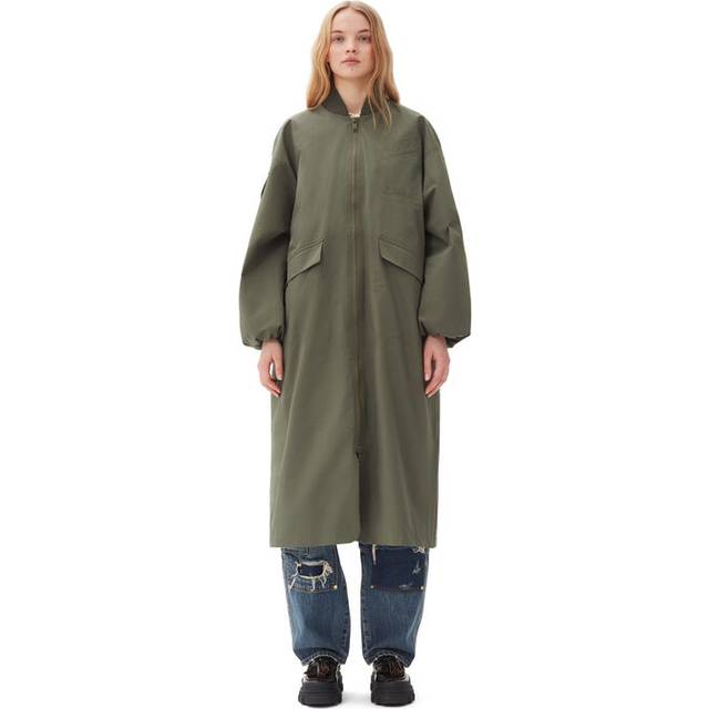 GANNI Green Oversized Shell Coat & Vest Set - Beetle - L-XL