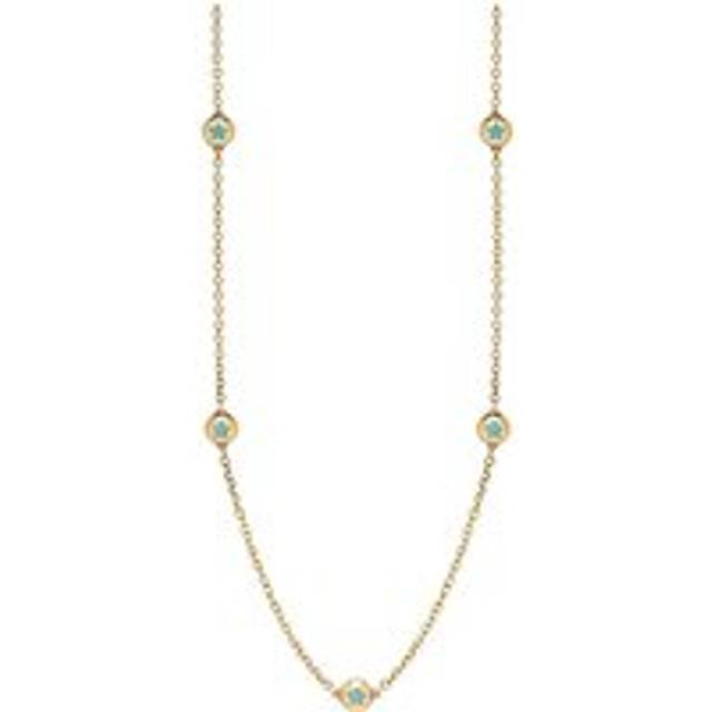 9ct Yellow Gold Turquoise Star Link Disc Chain Necklace - Option1 Value Yellow Gold