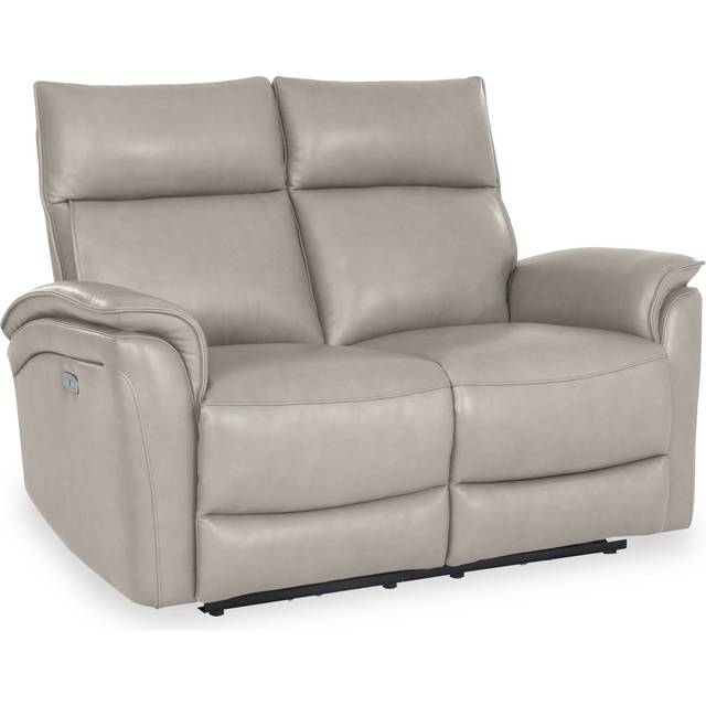 Enys Real Leather Reclining 2 Seater Sofa for Living Room | Grey / Tan