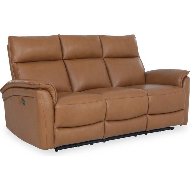 Enys Real Leather Reclining 3 Seater Sofa for Living Room | Grey / Tan