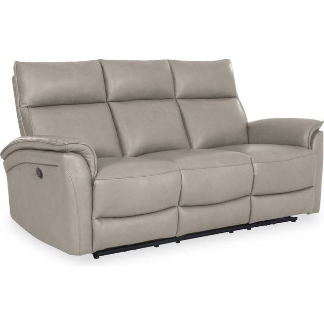 Enys Real Leather Reclining 3 Seater Sofa for Living Room | Grey / Tan