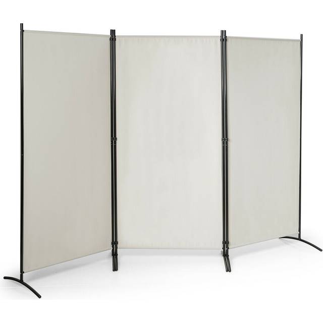 Costway 3 Panel Beige Foldable Room Divider - Cream