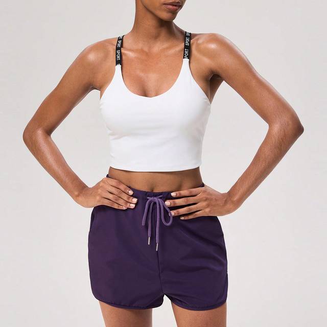 SHEIN Women&#39;s Strappy Cross Back Colorblock Sports Bra, Summer