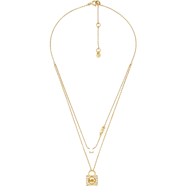 Michael Kors Gold Tone Cubic Zirconia Padlock Necklace