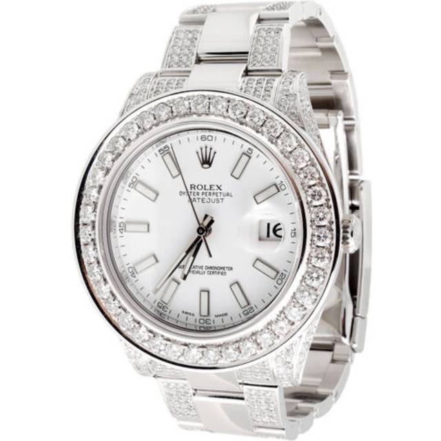 Rolex Custom White MOP Diamond White Gold Datejust II 116334 Automatic Men's Wristwatch 41MM