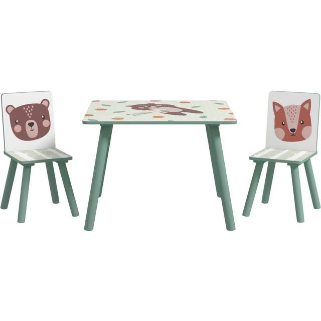 ZONEKIZ Kids Table and Chairs - Children Desk with 2 Chairs - Green | TJ Hughes