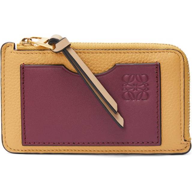 Loewe Biscuit/crimson/pape Logo-embossed Coin-pocket Leather Card Holder - BISCUIT/CRIMSON/PAPE