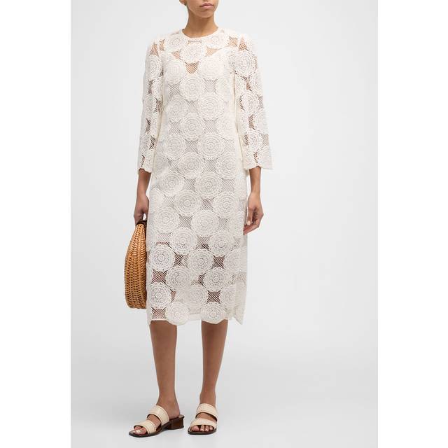 Robe longue en dentelle - Beige - 00