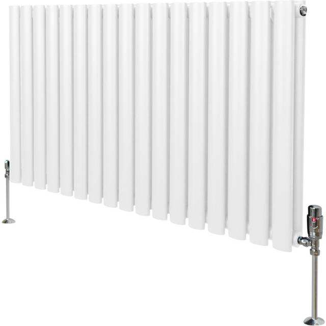 Monster Shop Oval Column Radiator & Valves - 600Mm X 1020Mm - White, White