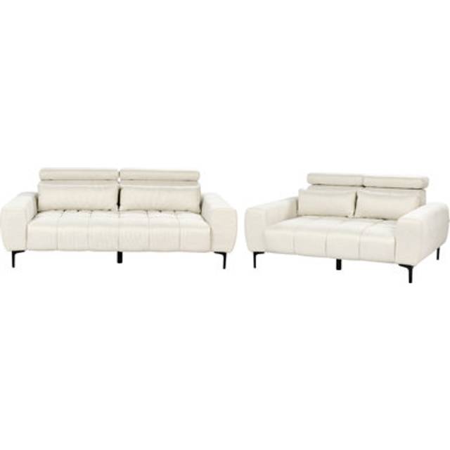 Beliani - Modern Upholstered 5 Seater Sofa Set Fabric with Adjustable Headrests Light Beige Vegamo