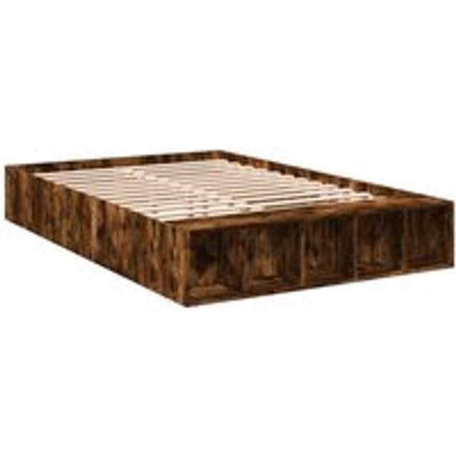 vidaXL Bed Frame Home Bed Base Smoked Oak 135x190 cm Double Engineered Wood
