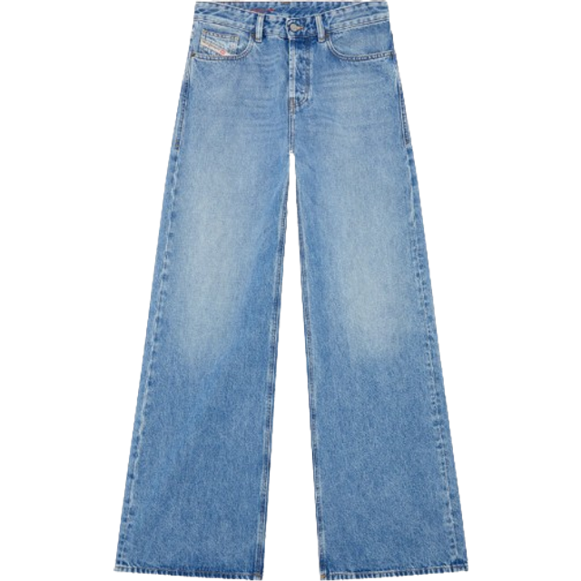 Diesel, Wide Jeans, female, Blue, W28, Flared Light Blue Cotton Jeans