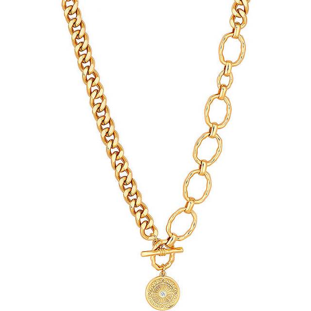 MOOD By Jon Richard Gold Polished Chunky Chain Medallion Necklace