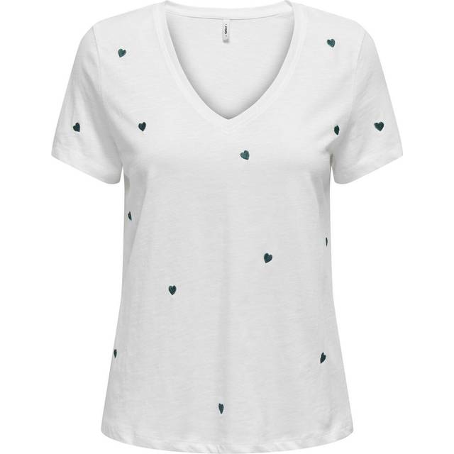 Women's v-neck T-shirt Only Ketty Life - Blanc
