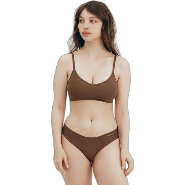 Sports bra Organic Basics Naked Rib - Marron