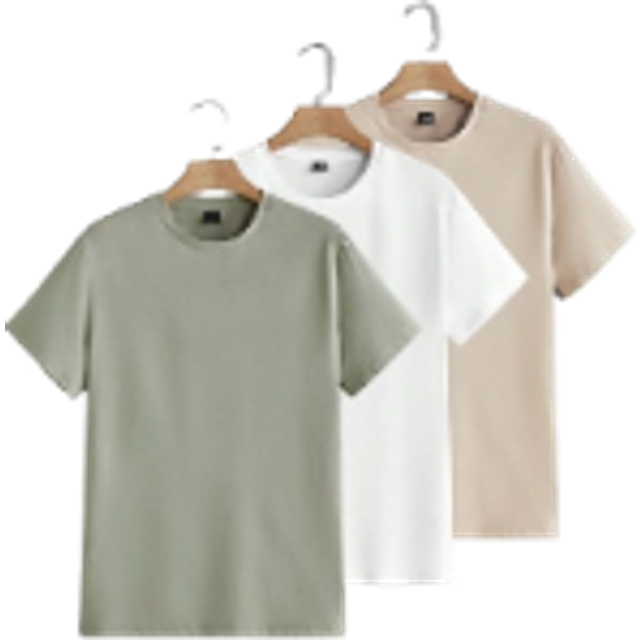 Manfinity Men Solid Casual Plain Basic Short Sleeve T-Shirt, Boyfriend Gift, For Work