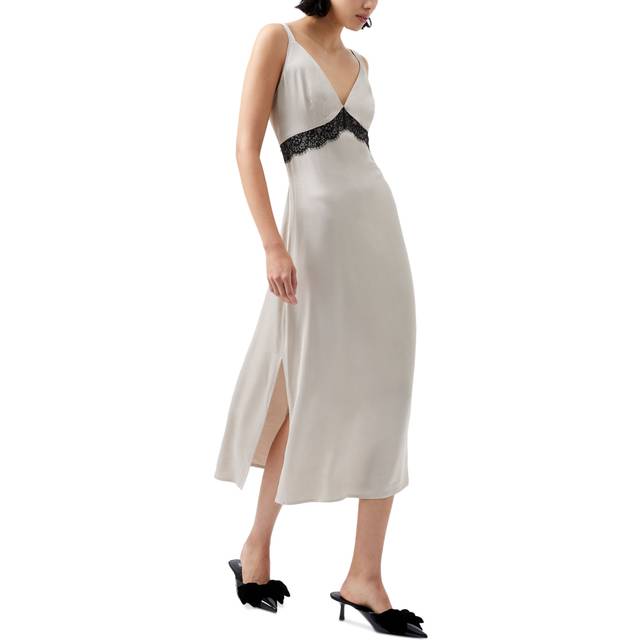 Ennis Satin Lace Dress Classic Cream/Blackout