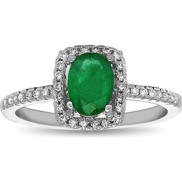 Louis Creations RL1963ED-ENG-6 0.90 CTTW Emerald & Diamond Engagement Ring, 14K White Gold - Size 6
