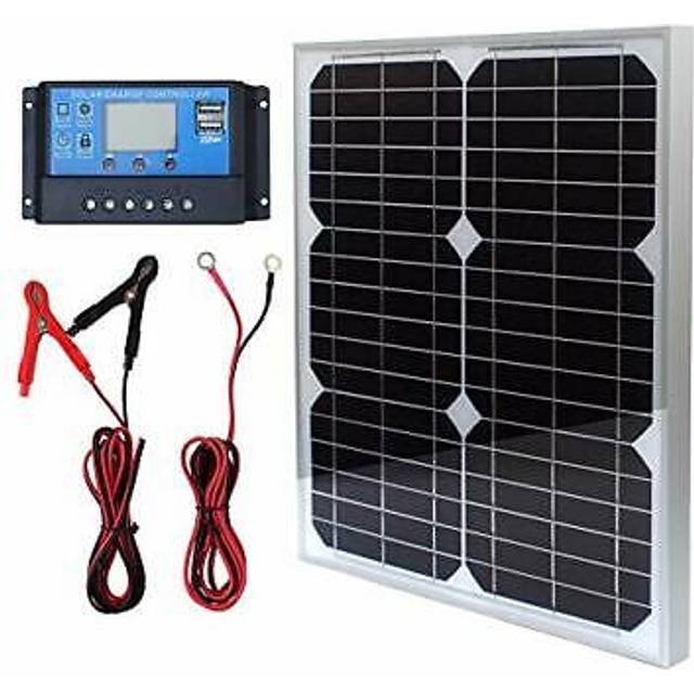 20w 12v solar panel kit battery charger maintainer + 10a pwm solar
