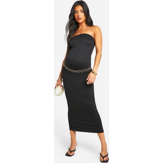Womens Maternity Soft Touch Bandeau Maxi Dress - Black - 8, Black
