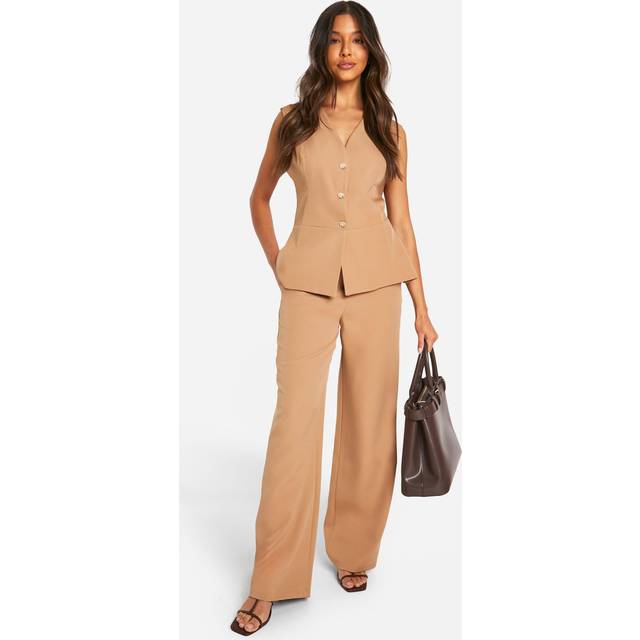Womens Tailored Straight Leg Trouser - Beige - 6, Beige