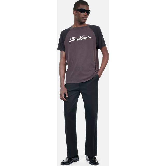 The Kooples Mens Black Washed Logo-print Oversized Cotton-blend T-shirt L - BLACK WASHED