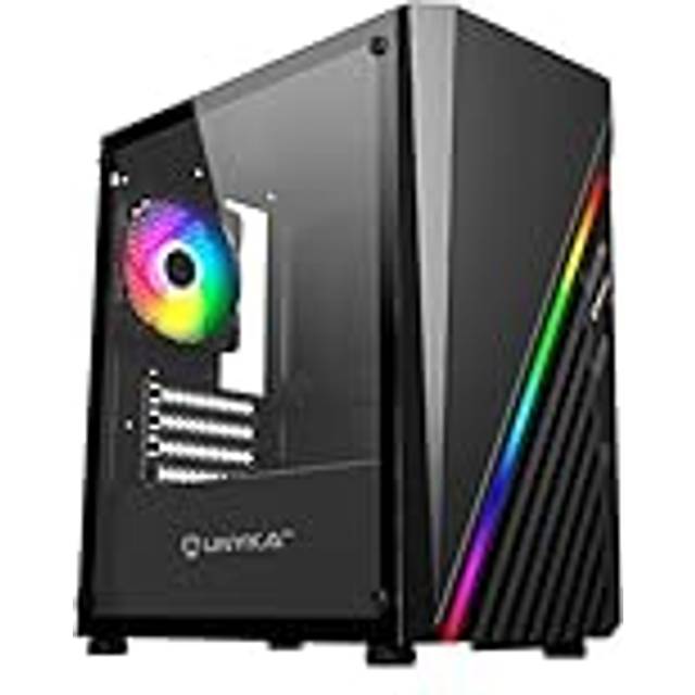 UNYKAch Micro ATX Mini GLAYZE Gaming PC-fodral, ARGB framsida, härdat glas, 120 mm ARGB-fläkt, USB 2.0 och två USB 3.0