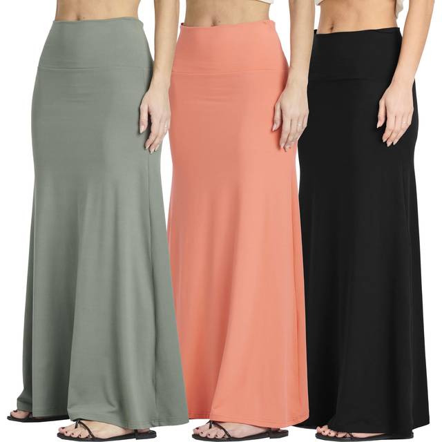 Womens Casual Maxi Length Long Skirt Skirts Summer Flowy Faldas Mujer Skirts Spring Pencil Tummy Control High Waist Ladies Modest