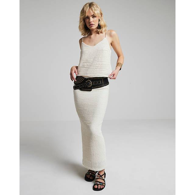 River Island Womens Cream Textured Midi Skirt - 8