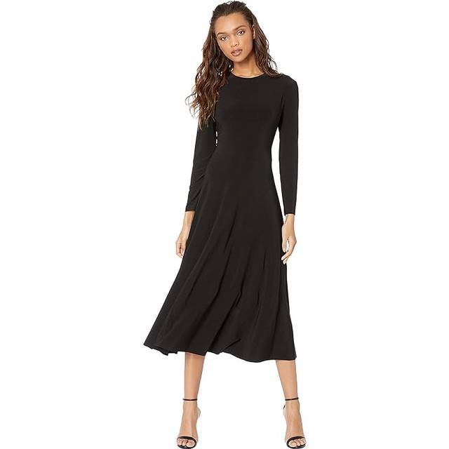Norma Kamali Women's Long Sleeve Flared Dress  Black
