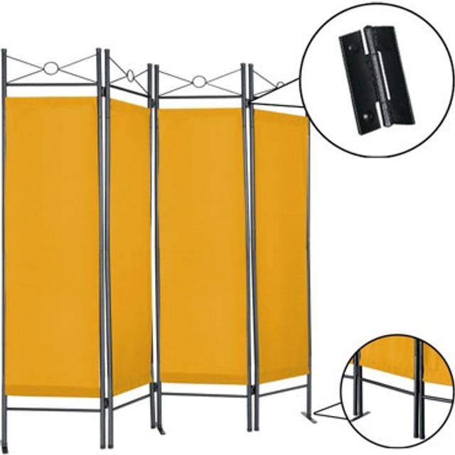 (Yellow) Folding Room Divider Paravent Wall Partition Privacy Screen Separator