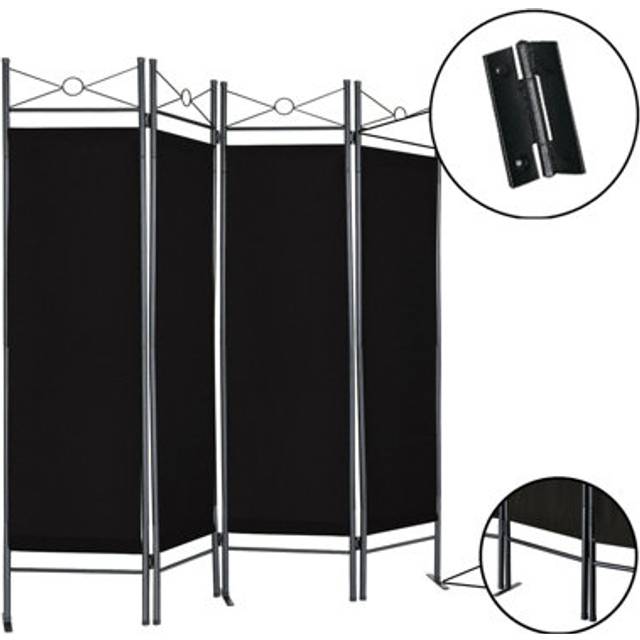 (Black) Folding Room Divider Paravent Wall Partition Privacy Screen Separator