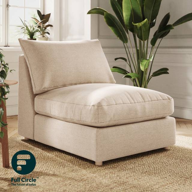 Full Circle Austin Tonal Weave Modular Armless Sofa Piece - Natural