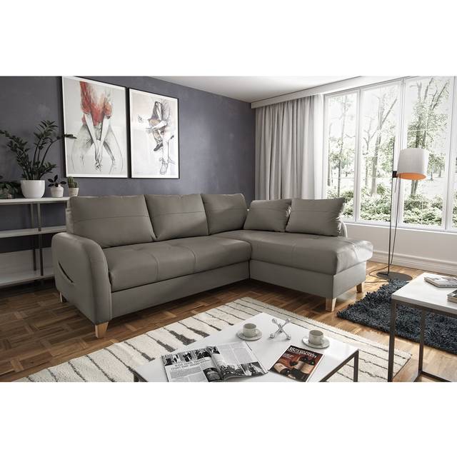 Roger Leather Corner Sofa - Grey (87cm H X 227cm W X 168cm D)