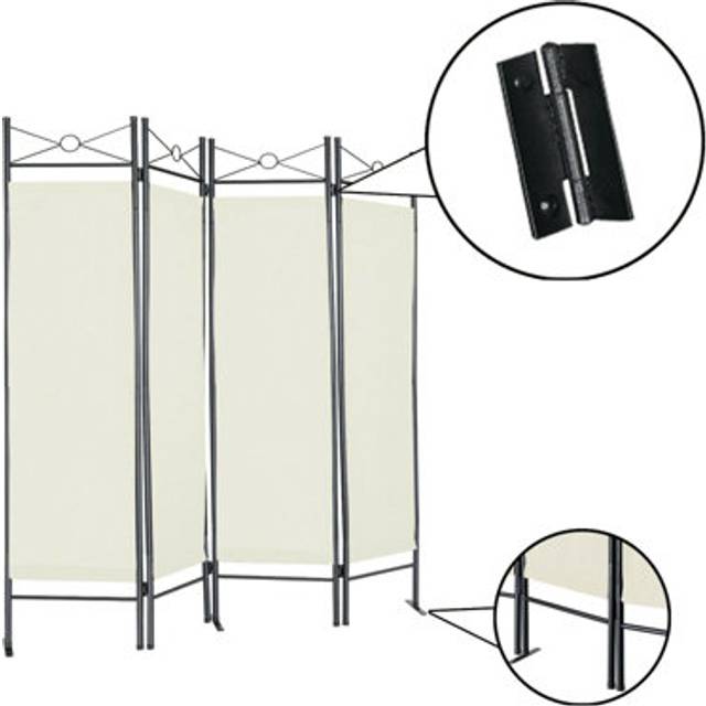 (Cream) Folding Room Divider Paravent Wall Partition Privacy Screen Separator