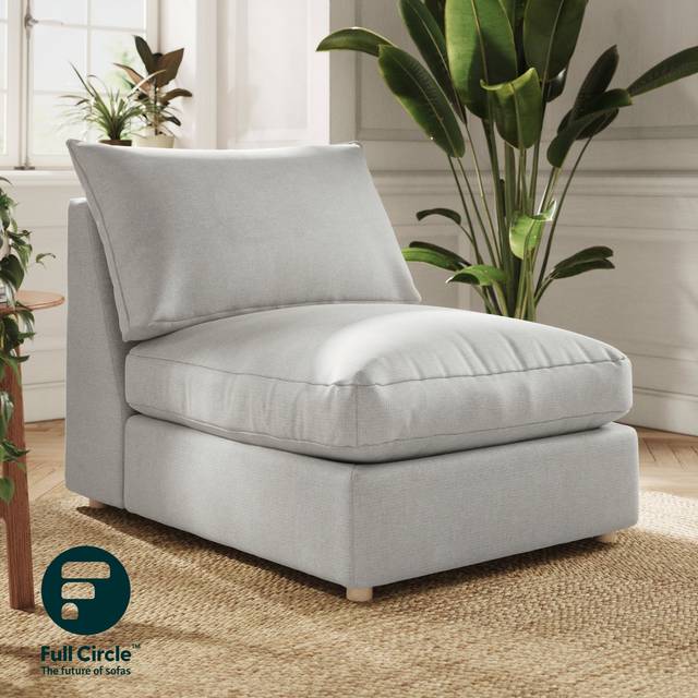 Full Circle Austin Tonal Weave Modular Armless Sofa Piece - Silver