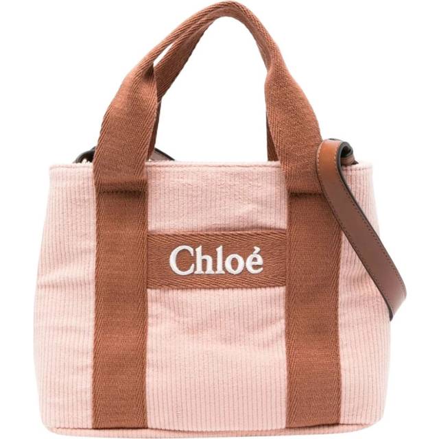 Chloe Girls Pale Pink Kids Brand-embroidered Contrast-panel Denim Tote Bag 1size - PALE PINK