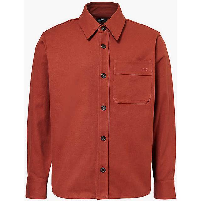 Apc Mens Brick Red Poitrine Long-sleeved Cotton Shirt Xl - BRICK RED
