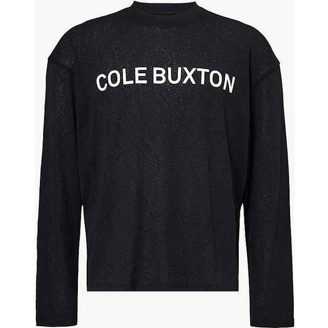 Cole Buxton Mens Vintage Black Branded Long-sleeved Woven T-shirt S - VINTAGE BLACK