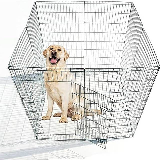 Ellie-Bo Easy-Up 8 Piece Foldable Portable Dog Puppy Play Pen with Door for Indoor/Outdoor Use 61cm High